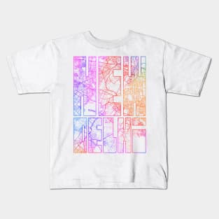 New Delhi, India City Map Typography - Colorful Kids T-Shirt